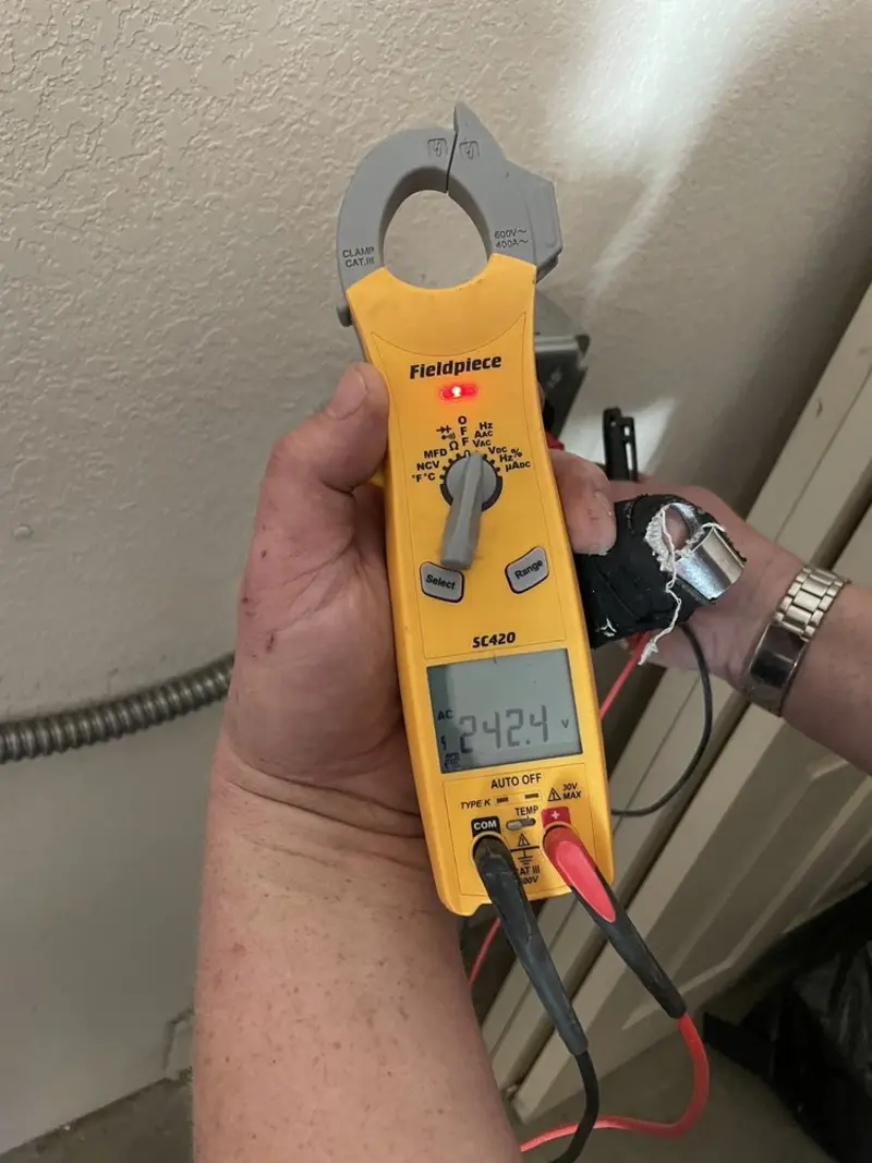Voltage testing with clamp meter during Hot Tub / Pool Electrical Wiring in Uniontown